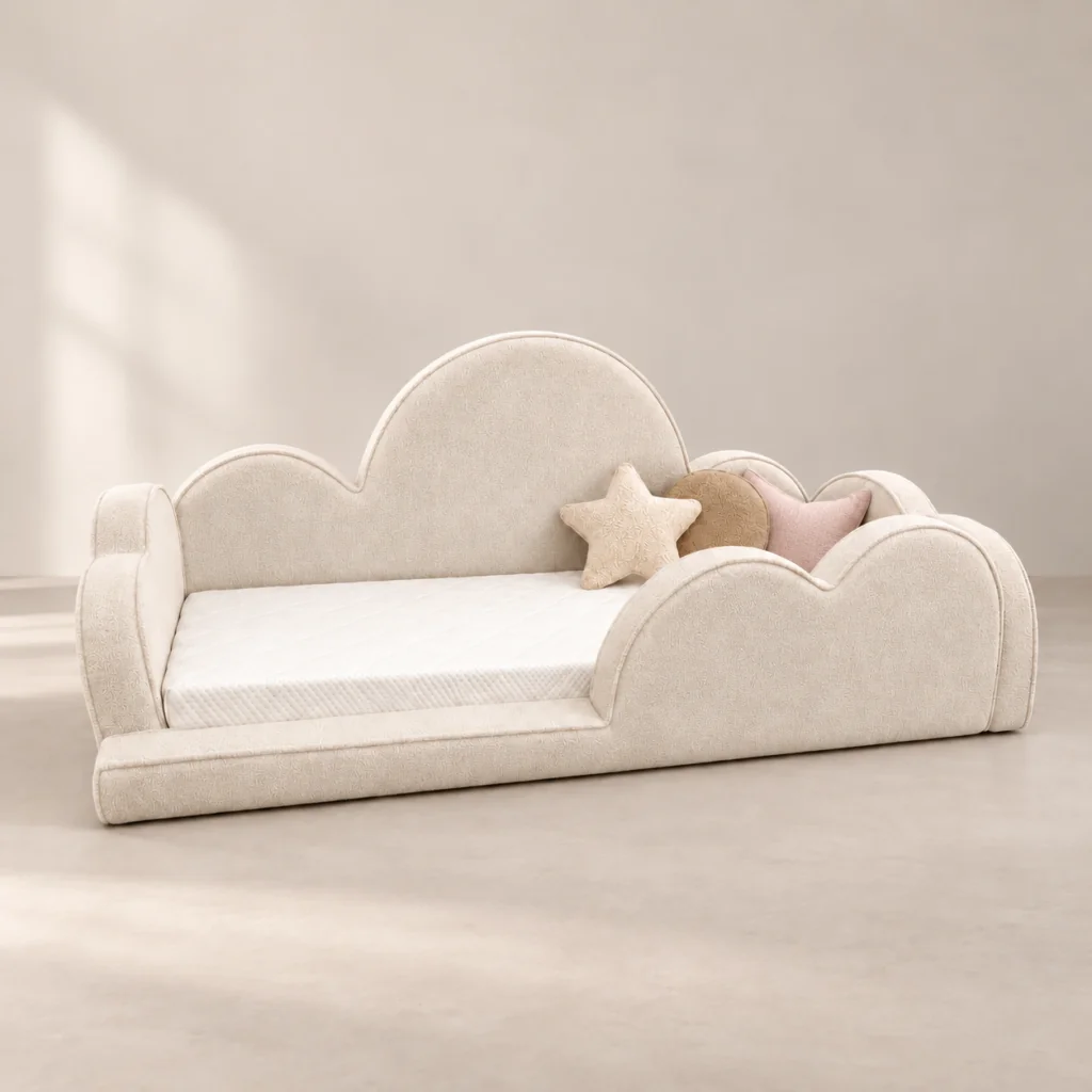 Kinderbett Nuvi – Wolkenbett mit gepolsterter Lehne – Kinderbett Nuvi: das Wolkenbett mit gepolsterter Lehne